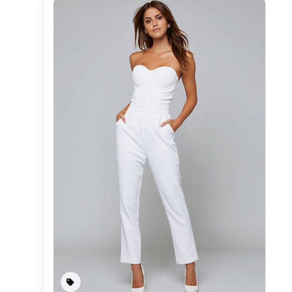 NWT White strapless bustier skinny jumpsuit